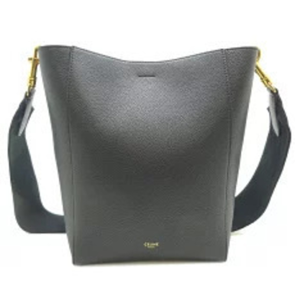 Celine Sangle Bucket Shoulder Bag Leather Black